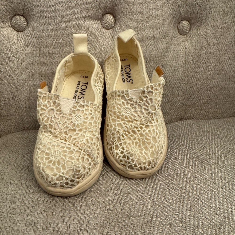 Toms Cream Moccasins with Beaded Embellishments